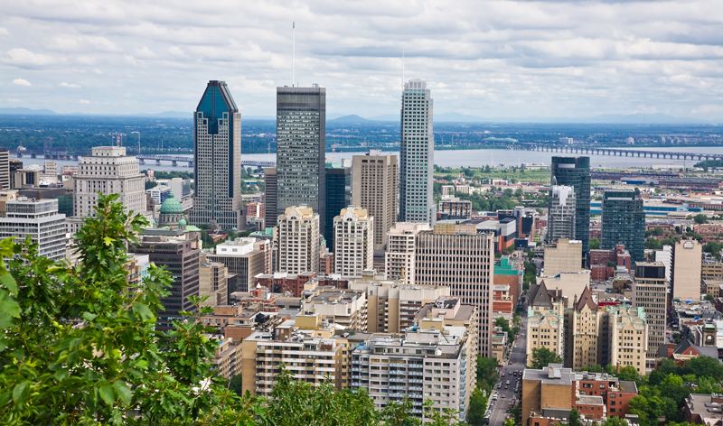 view of city from top of mount royal in montreal quebec canada vacation packages cheap flights from montreal