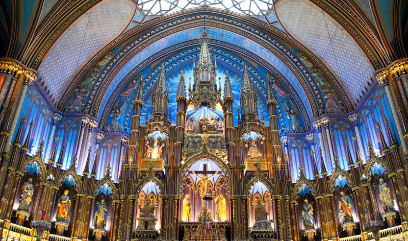 interior view of notre dame basilica in montreal quebec canada vacation packages cheap flights from montreal