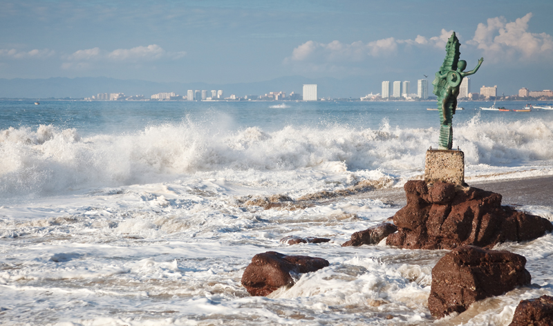 los muertos beach seahorse statue puerto vallarta mexico vacation packages