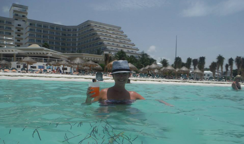 Swimming in the Cancun waters at the Riu Caribe