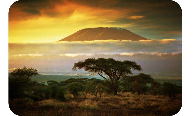 Table mountain at sunset in the african savannah